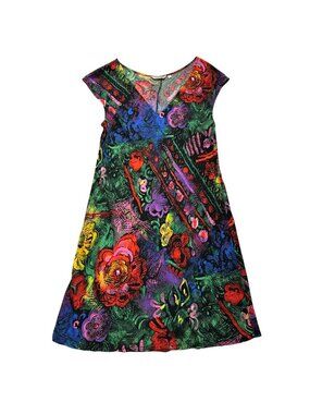 Jams World Dark Fine Florentine Vibrant Floral Sundress Size Large Hawaii Vtg